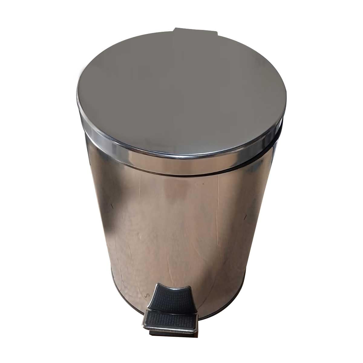 LacotEcoline 12 Litre, Stainless Steel Classic Round Pedal Trash Can | Hands-Free Ideal For Kitchen, Bathroom, Bedroom, Office Bin