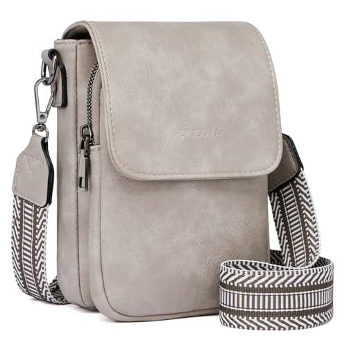 POIUGOYA Small Crossbody Bags for Women Trendy,Leather Triple Compartment Cell Phone Crossbody Wallet Purses with Card Slots