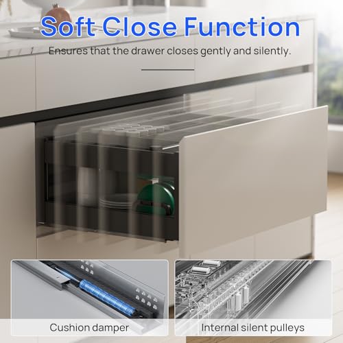 SIGOEI 10 12 14 16 18 20 22 24 Inch Bottom Mount Soft Close Drawer Slides Full Extension Concealed Rails Track 80 lb Load Capacity 1 Pair (Soft Close Without Bracket, 12 Inch (300 mm)) - Thumbnail 5