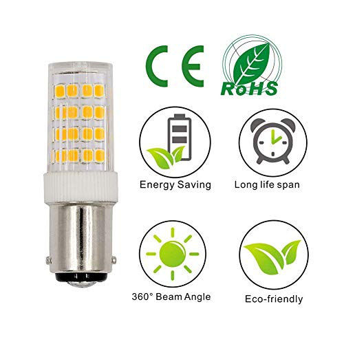 Ba15D Led Light Bulb Sewing Machine Bulb 5Watts Double Contact Bayonet Base Daylight White 6000K 120Volts T3/T4/C7/S6 Led Halogen Replacement Bulb {2Pcs Pack #TOP6