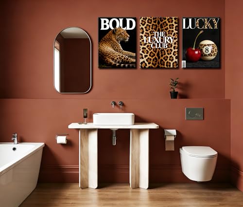 Image of Frimeeme Framed Trendy Leopard Canvas Wall Art, 12x16 inch, Set of 3