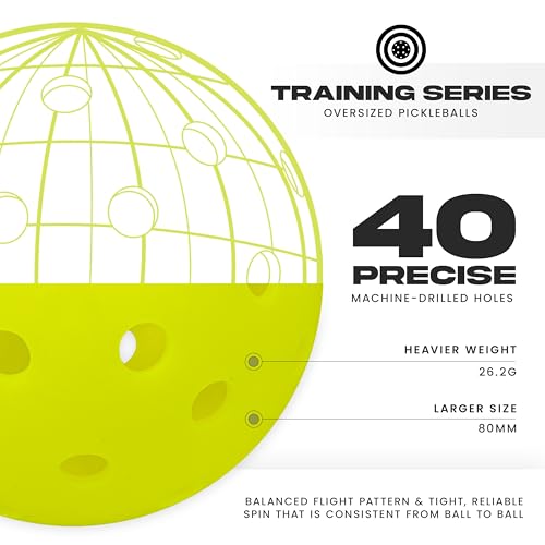 Miniatura 2 de Franklin Sport - Pelotas De Pickleball De Entrenamiento De Gran Tamaño Para Principiantes Práctica De Habilidades, Bolas De Pickleball X-40 Extragrandes De 80 Mm Para Exteriores, Paquete De 3