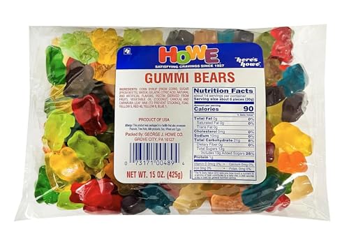 Howe Gummi Bears, Gummy Candy 15 oz Bag, Case of 12