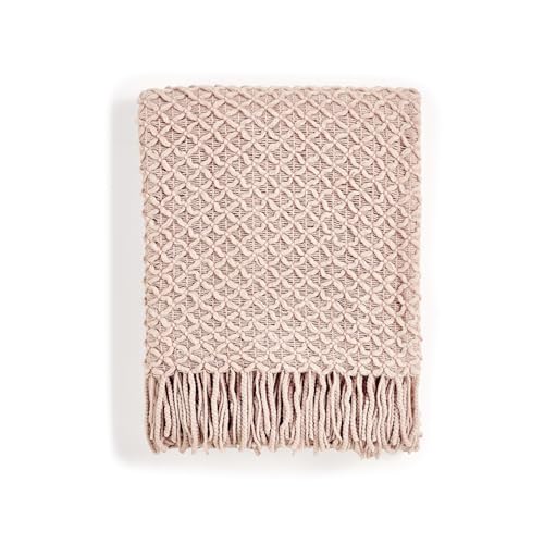 CREVENT、ニット快適ブランケット、柔らかいホームデコレーション、ソファ、椅子、ベッドに適しています、コテージボヘミアンスタイル、軽やかで通気性があり、温かい、春夏秋に使えます、127cm*152cm