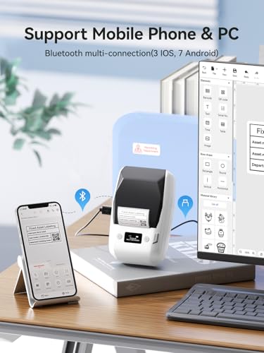 Image of NIIMBOT M2 Label Maker with Tape 2Inch Thermal Transfer Support Color Ribbon Printing Bluetooth Sticker Printer for Office Small Business School Home Cable Storage, Compatible with Phones & PC, White