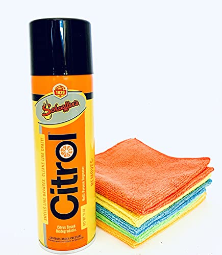 Schaeffers Citrol 266 16oz Aerosol Multi-Purpose Degreaser Cleaner + 5 microfiber cloths