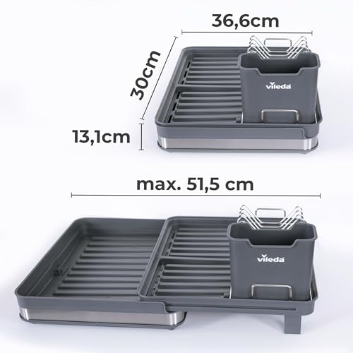 Vileda Abtropfgestell ausziehbar 36,6 bis 51,5 cm mit Besteckhalter – Ansicht 2