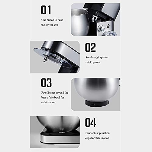EXCLVEA Küchenmaschine Stand Mixer 1000W Elektrischer Küchenmischer Mit Teighaken Drahtpeitschen Schläger für Zuhause… – Bild 7