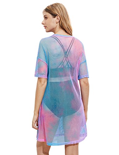 Makemechic Women's Swimsuit Cover Ups Beach Swimwear See Through Sheer Mesh Dress Loose Multi Xl #TOP1