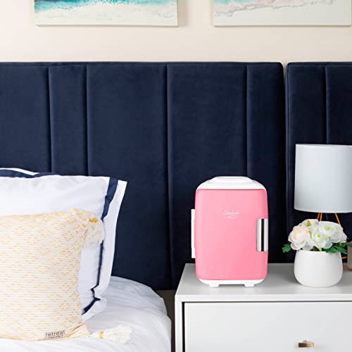Cooluli Skincare Mini Fridge For Bedroom - Car, Office Desk & Dorm Room - Portable 4L/6 Can Electric Plug In Cooler & Warmer For Food, Drinks, Beauty & Makeup - 12V Ac/Dc & Exclusive Usb Option, Pink #TOP4