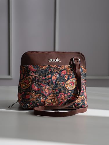 Image of ZOUK Printed Vegan Leather Out Of Office Sling Bag With Adjustable Strap For Women's Girls