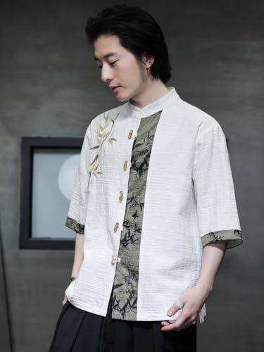 Chemise style chinois homme boutons traditionnels et finitions haut de gamme