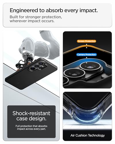 Image of Spigen Thin Fit MagFit | Samsung Galaxy S26 Ultra Case [Air-Cushion Technology] Galaxy S26 Ultra Back Cover | TPU+PC - Black