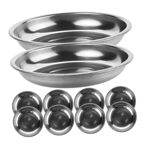 COLLBATH 10pcs Small Plate Vinegar Plate Seasoning Bowls Dip Cups Dip Serving Dish Sauce Dipping Bowls Appetizer Tray Small Serving Platter Dipping Sauce Small Stainless Steel Bowl Silver