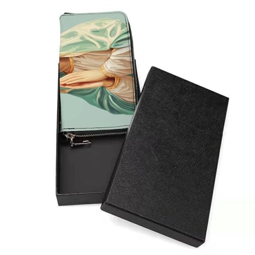 Blessed Virgin Mary Mother of God PU Leather Clutch Long Bifold Wallet, Coin Purse Credit Pass Case, Durable Card-Holder Money Storage for Women Men3