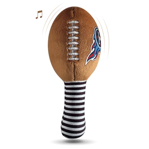 Image of Tennessee Titans Plush Football Rattle by Smilo - Officially Licensed NFL Baby Rattle Toy - Soft Baby Rattle with Bell - for Babies and Toddlers from 3 Months