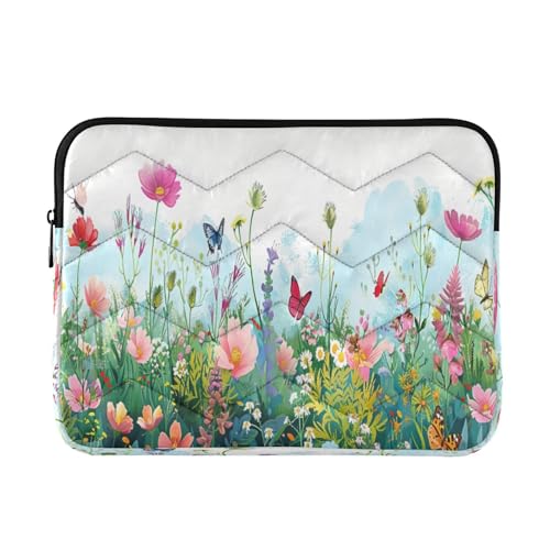 Funda para portátil 13-14 pulgadas impermeable con diseño de flores y mariposas