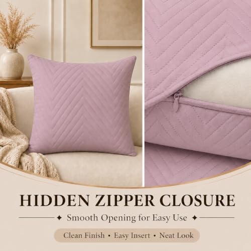 Image of RD TREND UltraSonic Microfiber Cushion Covers 24 inch x24 inch, Set of 2, 250 TC, Back Zipper (Mauve Rose)