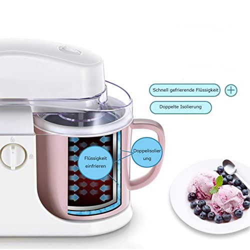 Softeismaschine für Zuhause, Doppeleimer Eismaschine, 1L Automatische Doppelzylinder Mini Frozen Joghurt Maschine, DIY… – Bild 7