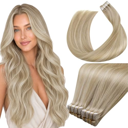LaaVoo Tape in Human Hair Extensions Highlight 22In for Long Straight Hair