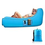 Fácil de inflar Diseño: No requiere bomba. El Air Bouncer es inflable rápidamente, solo una brisa o aire de un ventilador. ¡Un día de viento es perfecto para inflar! Solo abre la bolsa, corre 8 segundos para llenar 80% de aire. Luego envuelva el sello y bloquéelo con la hebilla.