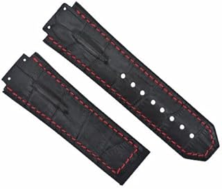 28mm Leather Band Strap Compatible With 48mm Hublot Big Bang Ceramic F1 King Power Black Red