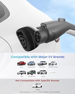 EVDANCE EV Charger Level 1 - Portable J1772 Charger with 25FT Charging Cable, Electric Car Charger for Home, 16A 240V NEMA 6-20 & 12A 110V NEMA 5-15 Plug-in Hybrid Car Charger, IP66 Waterproof