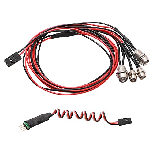 Pxyelec 4 LED Lights Set Headlight Taillight Kit Accessories for Traxxas HSP Tamiya Redcat RC4WD Axial SCX10 RC Car Truck Tank Crawler(2 Red +2 White)