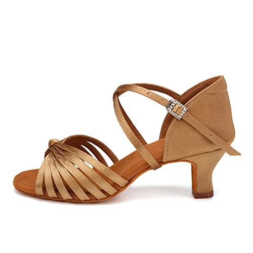 Women's Latin Dance Shoes Open Toe Ballroom Professional Salsa Dance Practice Shoes 2inch Heel