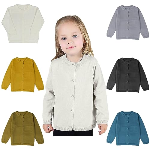 Girls Boys Cardigan Sweater Casual Crewneck Button Down Knit Tops Unisex Kids Toddlers Cotton Cardigan Sweaters