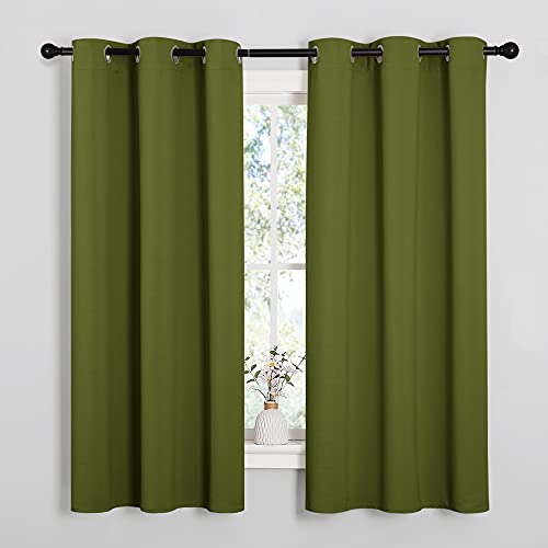 Image of NICETOWN Christmas Window Decoration Thermal Insulated Solid Grommet Blackout Curtains /Drapes for Living Room (1 Pair, 42 by 63 inches, Olive Green)