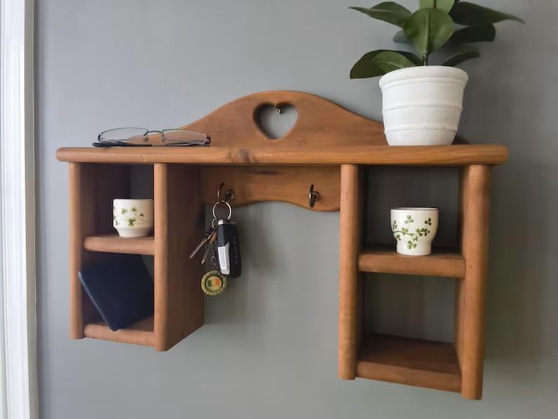 Handmande Vintage Inspired Cut Out Heart Shelf