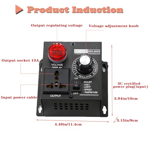 Generic AC MOTOR SPEED CONTROLLER Ac Variable Speed Controller, 120V~220V 15A 4000W, Variable Speed Controller & Fan Speed Controller With Rheostat,Variable Voltage Regulator Router thumb #1