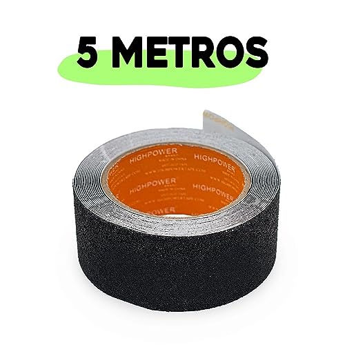 Fita Antiderrapante Autoadesiva Segurança Lixa Escada 5 Mts X 50mm (Preto)