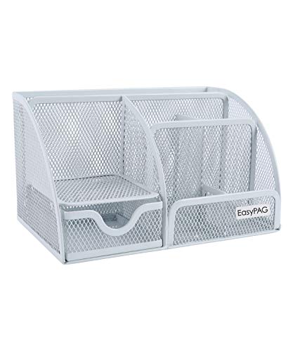 Easypag Mesh Desk Organizer Office Supplies Caddy With Storage Drawer Desktop Decor Accessories For Office School And Home,White #TOP1