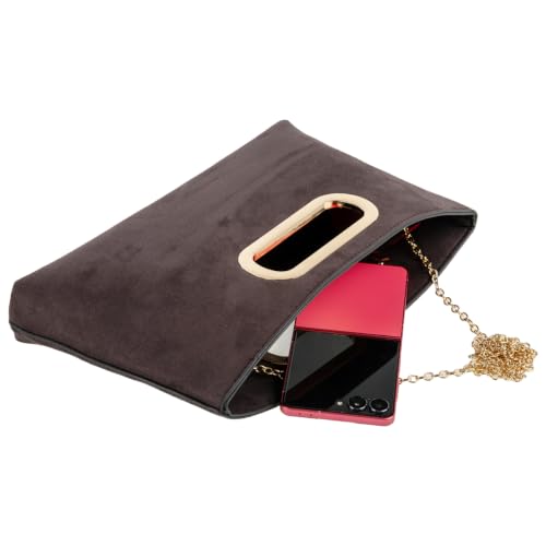 Image of Top Handle Faux Suede Clutch