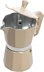 WOLFF - Cafeteira Italiana de Alumínio 6 Doses com Cabo em Plástico Bege Fosca 300ml