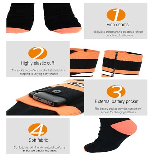 Calcetines calefactados, calentadores eléctricos recargables con control de aplicación, hasta 8 horas de calentamiento, ideales para hombres y mujeres, perfectos para actividades en clima frío como