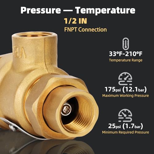Image of 1 /2 Inch 9D-M3 Backflow Preventer Brass Dual Check Valve | with Intermediate Atmospheric Vent,1 /2 Inch,Female Union Inlet and Outlet,190T012