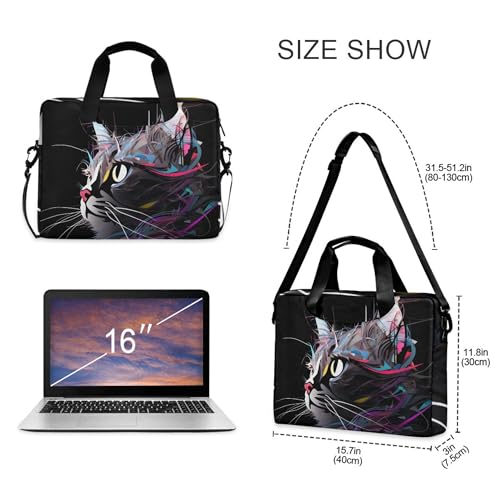 Maletín para portátil con diseño artístico de gato, 13 a 15.6 pulgadas miniatura 3