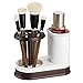 mDesign Decorative Bathroom Dental Storage Organizer Holder Stand for Electric Spin Toothbrush/Toothpaste - Compact Design for Countertop and Vanity, Holds 4 Standard Brushes - White/Bronze