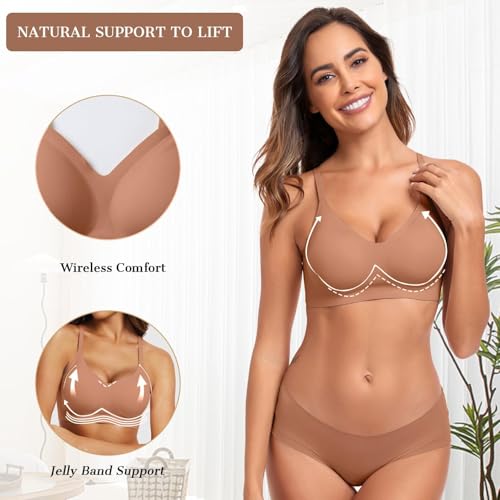 Image of OEAK Womens Wireless Jelly Bras Comfortable Push Up Bra No Underwire Gel Bra Full Support Lift Everyday Seamless Tshirt Bras