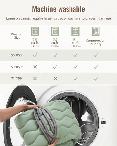Image of Blissful Diary Baby Play Mats for Floor, 59x59 Inch Thicker and Larger Soft Cushioning Foam Playmats for Babies and Toddlers, Foldable Washable Baby Playpen Mat, Sage Green