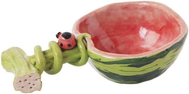 Handmade Underglaze Watermelon, Summer Soup Spoon, Yogurt Spoon, Jingdezhen Style, Fresh and Elegant