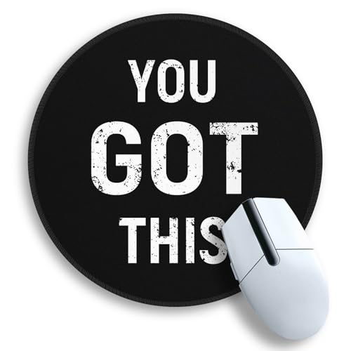 Image of Gctriki Black Round Mouse Pad, Motivation Home Office Desk Black Decor for Men Women, Funny Computer Mouse Pads for Desk Laptop Gaming, Inspirational Office Gifts for Coworkers - You Got This