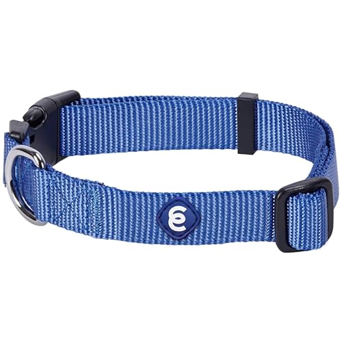 Blueberry Pet Essentials Matching Large Dog Collar | Adjustable Classic Solid Color Nylon Dog Collars for Large Dogs | Marinara Blue Dog Collar for Large Dogs