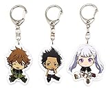 EBTY DREAMS Inc. - Set of 3 Black Clover Acrylic Keychain Black Bull Finral Roulacase, Noelle Silva, Yami Sukehiro
