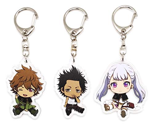 EBTY DREAMS Inc. - Set of 3 Black Clover Acrylic Keychain Black Bull Finral Roulacase, Noelle Silva, Yami Sukehiro