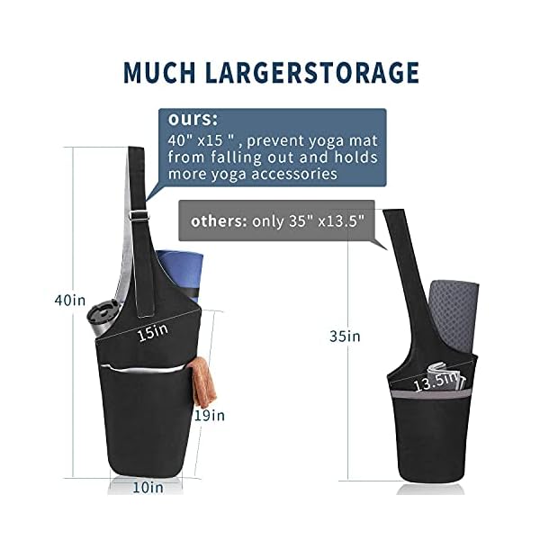 PACEARTH Yoga Mat Bag, 40" x 15” Large Size Yoga Mat Carrier, Reversible Two-Tone Yoga Mat Tote, Fits Most Size Mats