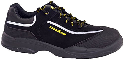 Goodyear G1388601C - Zapatos de Seguridad Unisex - Nobuk Negro S3 SRC - Protección y Durabilidad - Ideal para Diversas Actividades Laborales - Talla 44